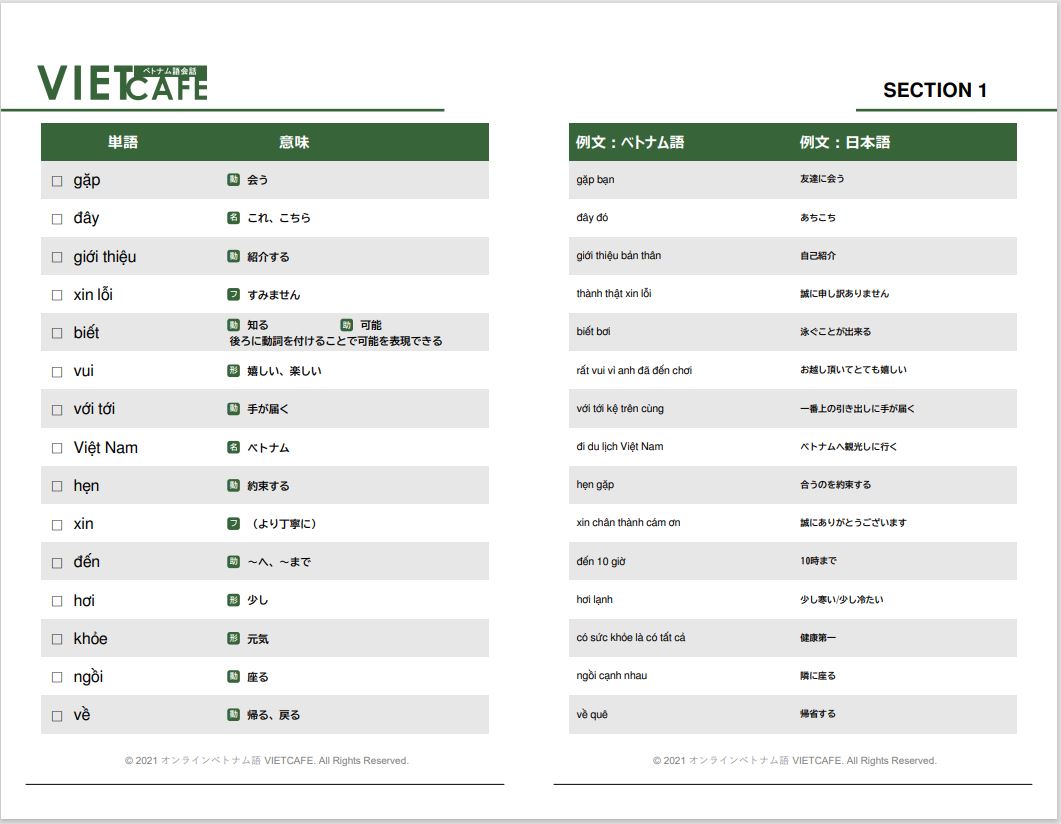 無料で使えるベトナム語の単語帳ダウンロード オンラインベトナム語 Vietcafe